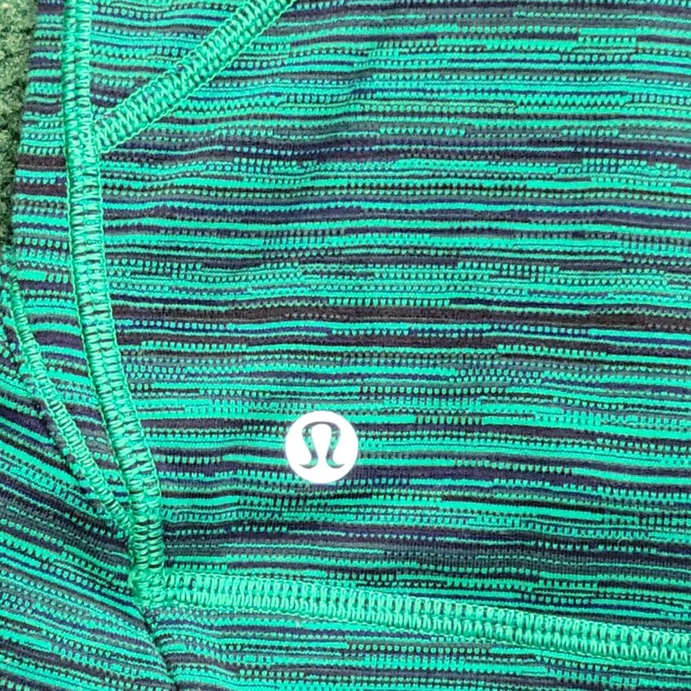 Lululemon Precision Jacket Sz 4 Green Cyber Jungle Hero Blue Front Zip Activewea - Picture 10 of 11